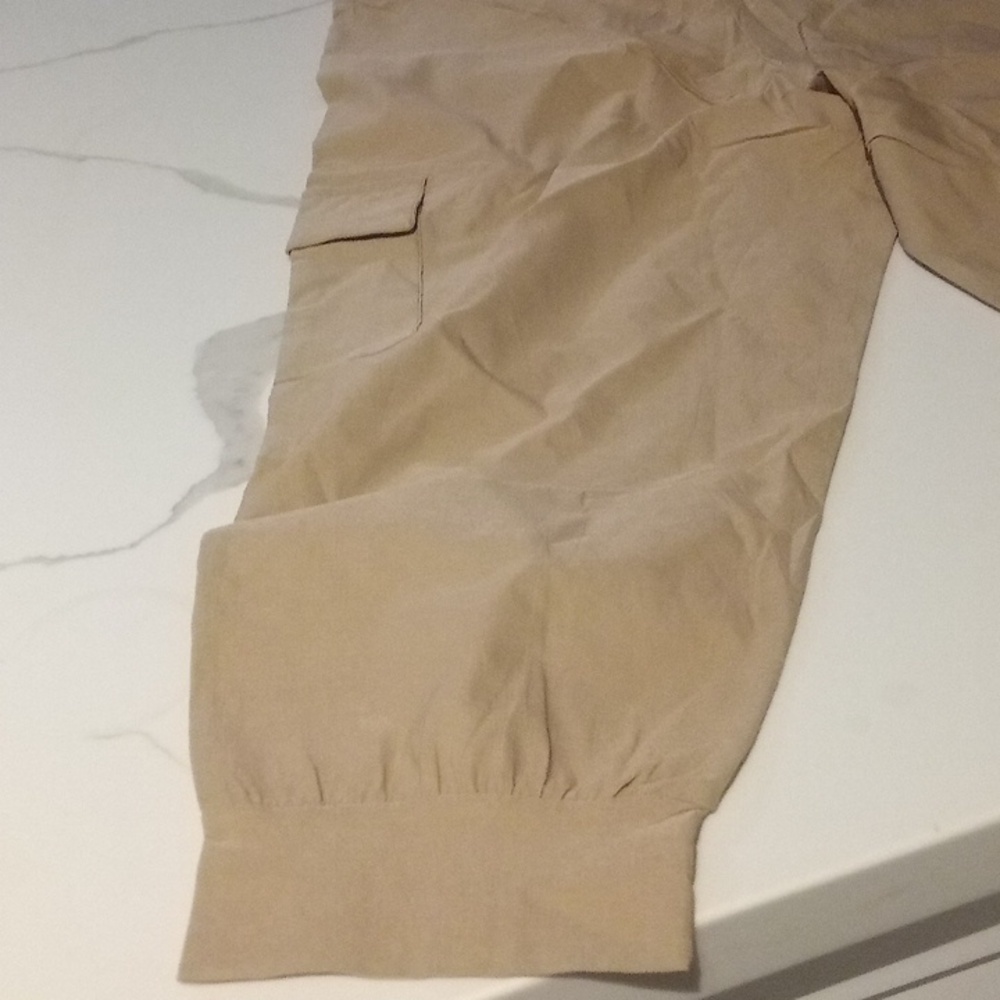 Capri Cargo Joggers Cropped Golf/Leisure Athletic Pants Khaki Sz L - Picture 11 of 12